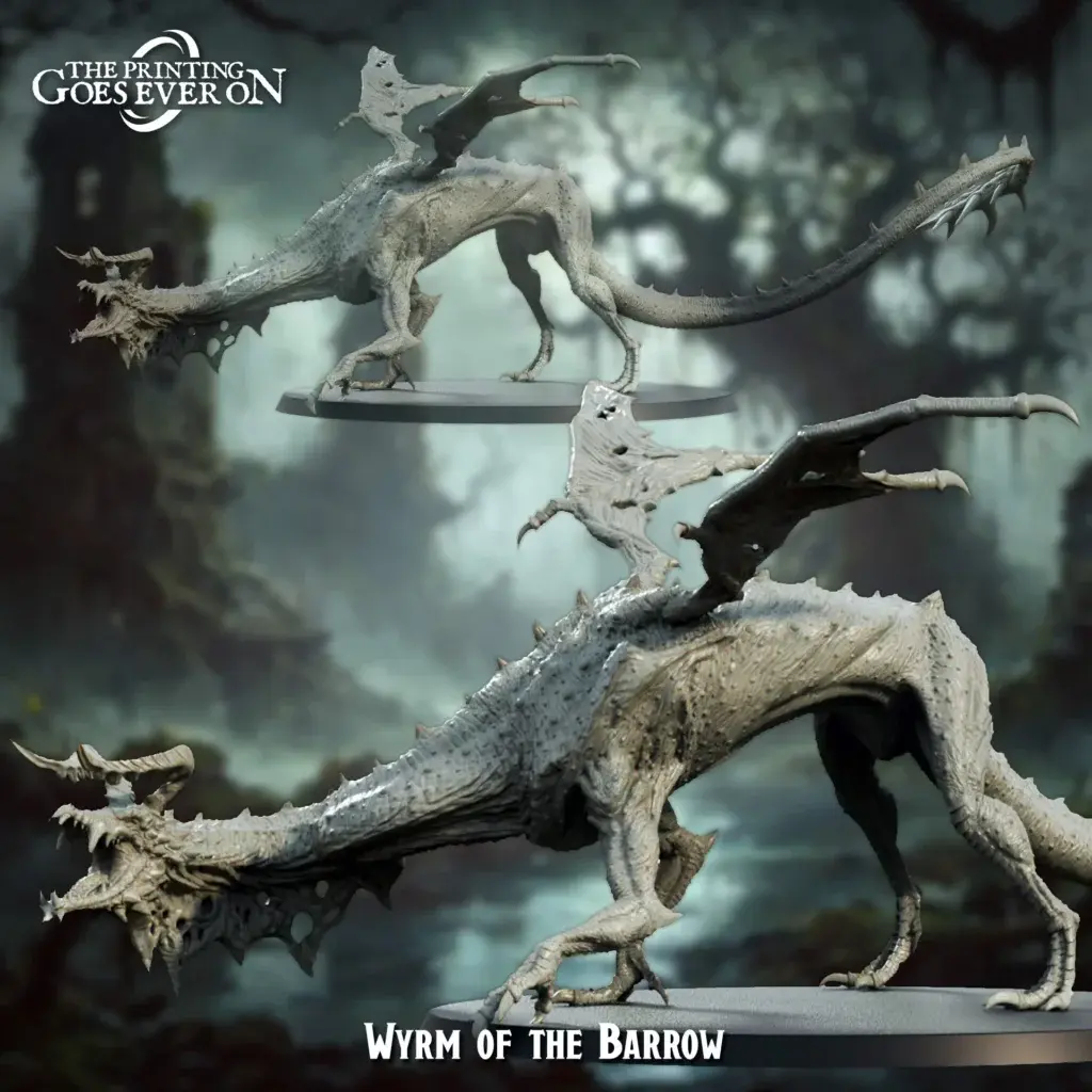 a group of dragons on a stand